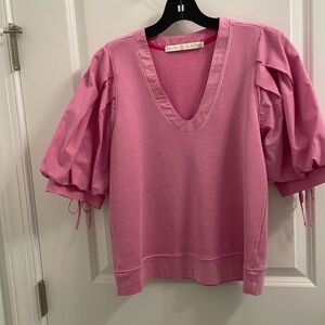 Marie Oliver pink puffed sleeve casual top